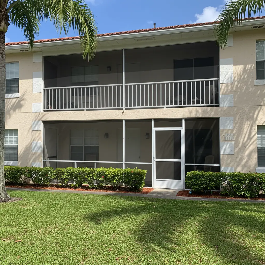 Lanai screen enclosures on two-story apartment units in Palm Coast, FL